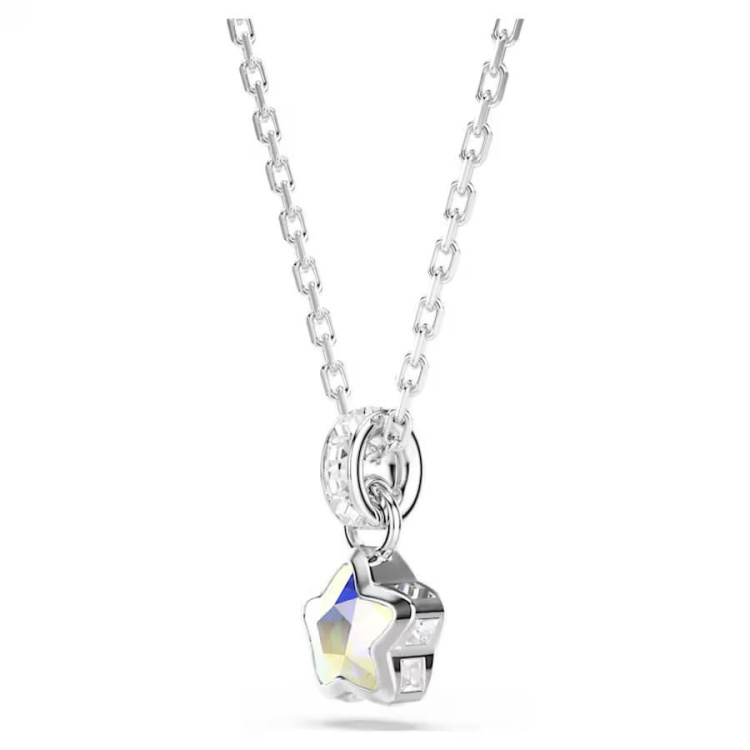 Chroma pendant Mixed cuts, Star, White, Rhodium plated